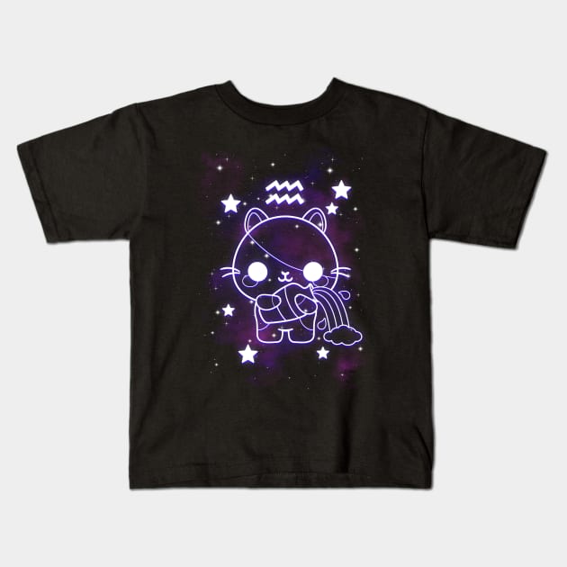 aquarius kawaii zodiac sign Kids T-Shirt by NemiMakeit